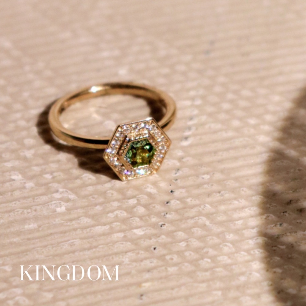 Teal Hex Diamond Engagement Ring